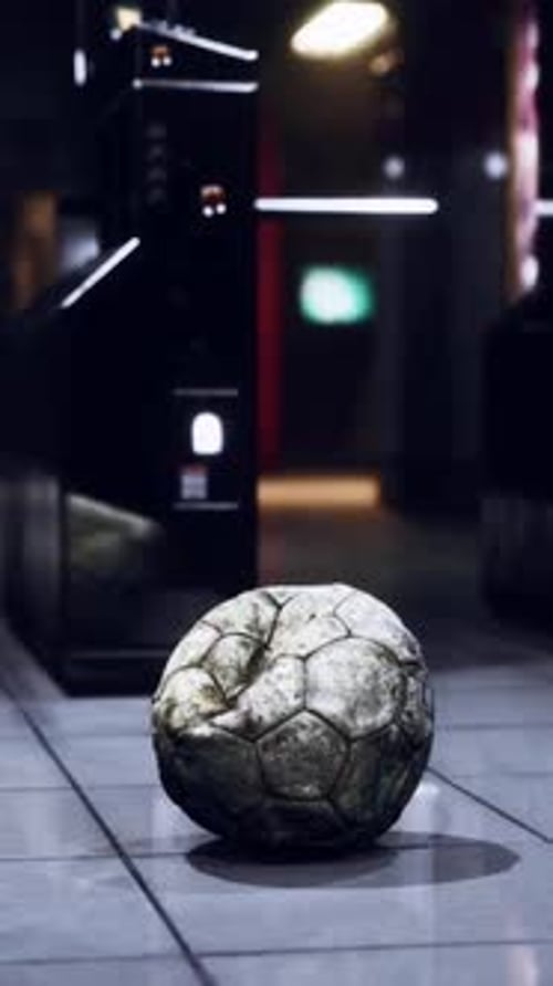 Old Soccer Ball in Empty Subway