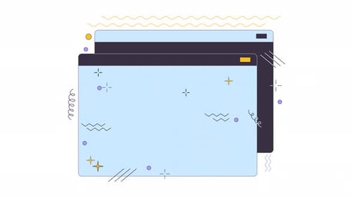 Schwebende, leere Website-Fensterlinie, 2D-Objektanimation