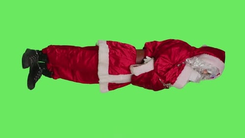 Vertical Video Side View of Father Christmas Thinks About New Plan