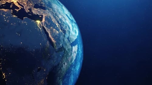 Earth Rotating on Axis in Space with Stars