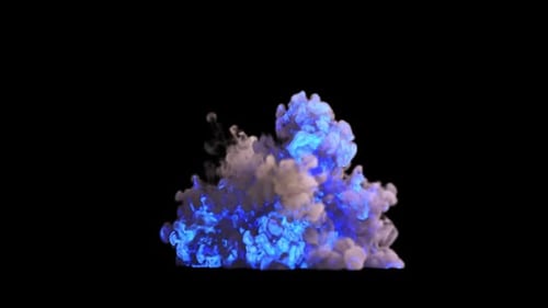 Large electrical blue explosion with dust