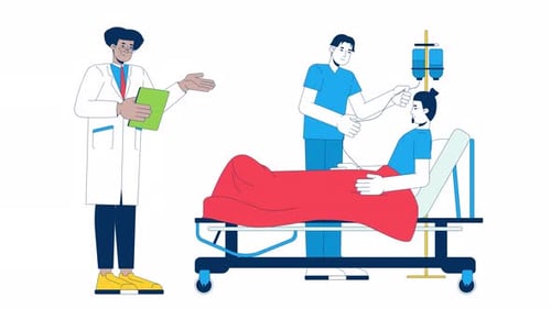 Animated Flat Design Doctors and Patient Medical Scene