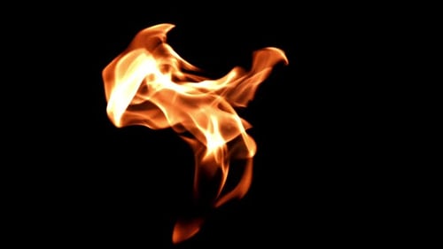 Vibrant Orange Flame Flickering on Black Background