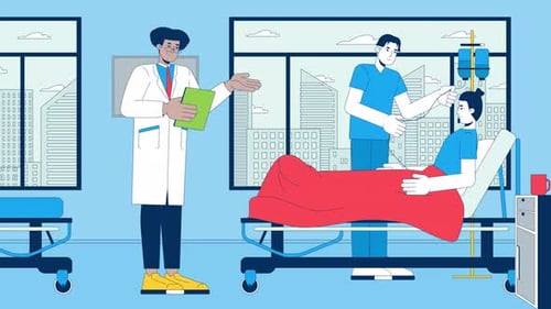 Medical Professionals Discussing Patient Care in Hospital Animation