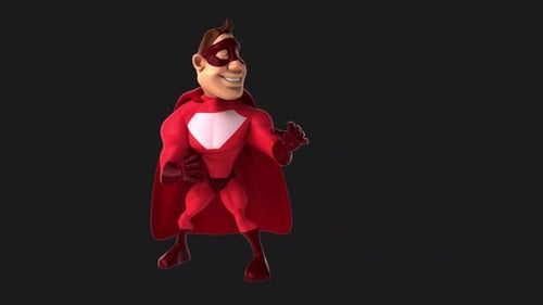 Fun 3D cartoon superhero fighting (with alpha channel)