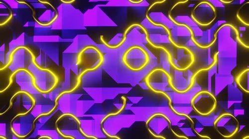Gold Pipes On Purple Background Loop Animation In 4K
