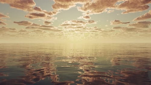 Landscape of a beautiful sunset on the sea or ocean and clouds