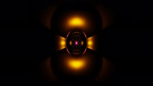 Dynamic Neon Animation With Rotating Geometric Shapes And Lights