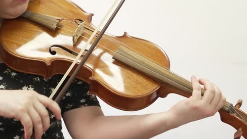 Man Violinist Performing Violins During a Musical Concert on a Classical Theater
