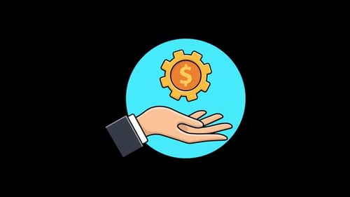 Hand mit mit Dollar signierter Ausrüstung. Animationsvideo zum Geldmanagement-Konzept — transparent