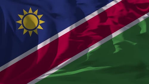 Waving Flag of Namibia with Realistic Fabric Texture