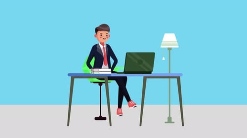 Man Working At The Office Animation
