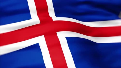 Realistic Waving Flag of Iceland Animation