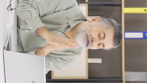 Vertical video of Company manager online meeting.