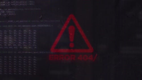 Glitch Error 404 Warning on Digital Code Screen