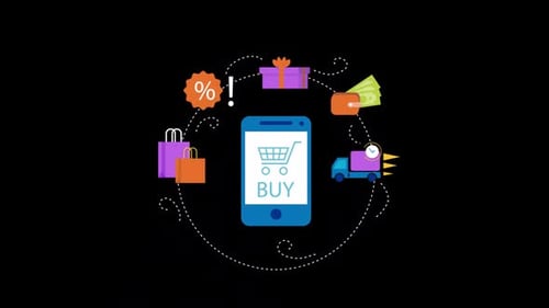 Online Shopping Process On Smartphone Alpha Channel