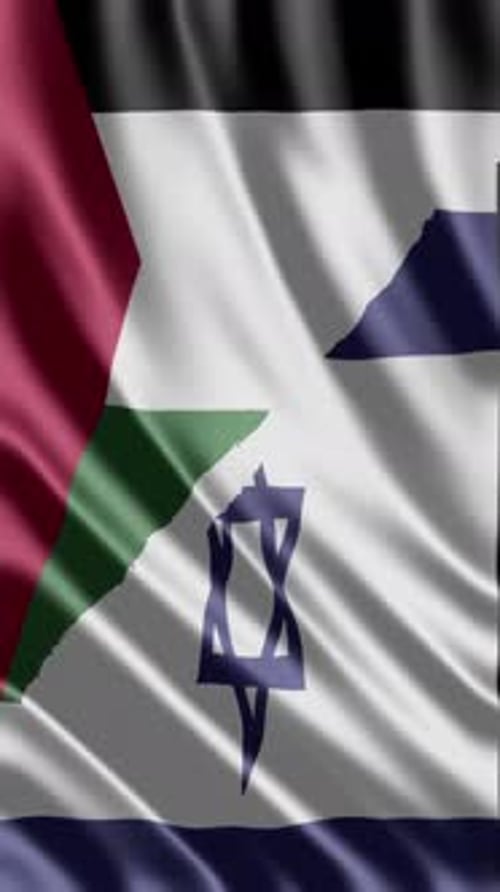 Waving Flags of Israel and Palestine Combined
