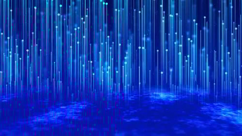 Futuristic Digital Data Stream with Flowing Blue Lines