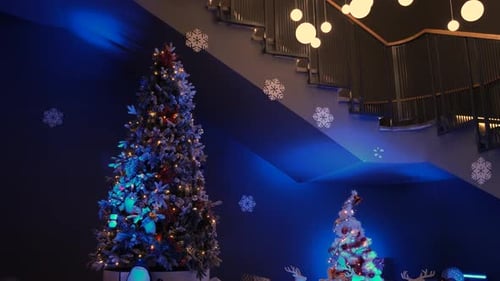 Christmas Tree Decorations in a Festive Setting