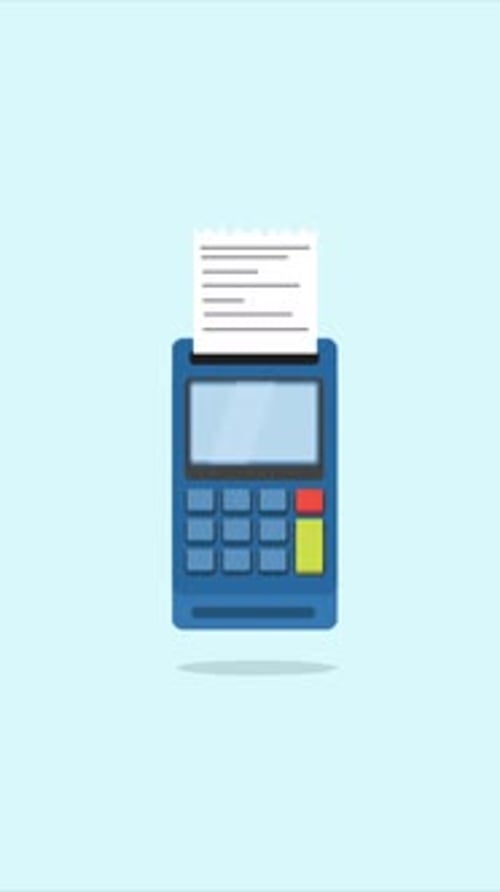 Flat Design Animation of POS Terminal Printing Receipt