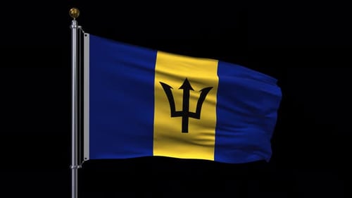 Barbados Flag Waving with Realistic Fabric Motion