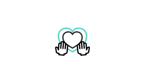 Flat Design Animated Hands Holding Heart Icon