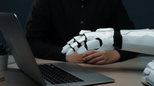 A results driven meeting highlights a consultant guiding a group with AI insight