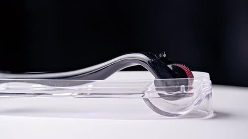Black Derma Roller Close Up in Clear Case