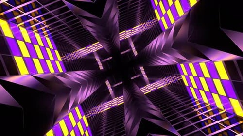 Purple And Yellow Neon Spike Tunnel Background Vj Loop In 4K