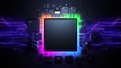 Futuristic Tech Circuit Board Reveal with Neon Glow