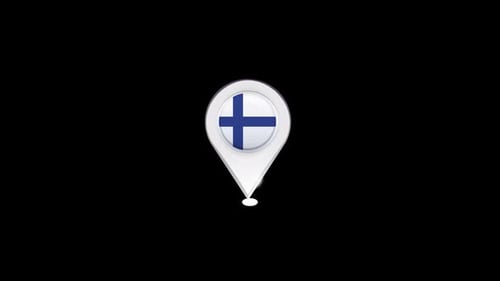 Finland Flag Pin Map Location Marker Animation