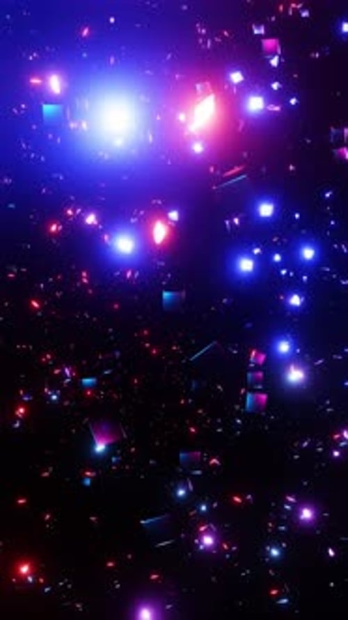 Un tas de lumières colorées qui sont dans le noir. Animation en boucle verticale