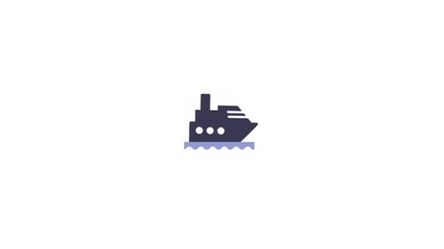 Animated Flat Design Ship Icon on Waves