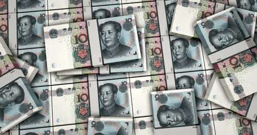 China yuan renminbi money banknotes packs surface