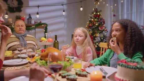 Family Christmas Meal Celebration with Festive Traditions