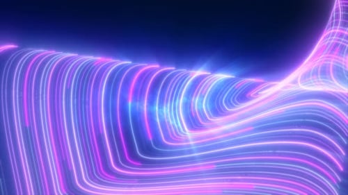 Abstract Flowing Neon Lines Digital Wave Background