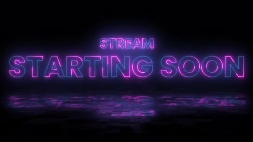 Stream starting soon neon text animation suitable for video live streaming. Looped Glowing Light 4K.