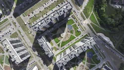 Park Between High Rise Apartment Buildings in City Block