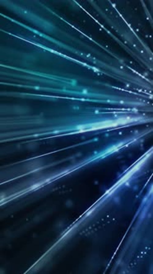 Futuristic Digital Tunnel with Glowing Data Lines and Particles