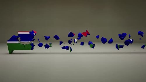 Gambia Map Flag Reveal Animation with Geometric Shatter Effect