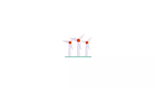 Animated Wind Turbines Flat Design Icon