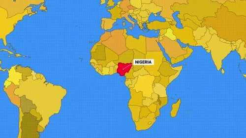 Animated World Map Highlighting Country Location with Text Label