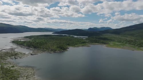 Mountains and valleys in Northern Sweden from above