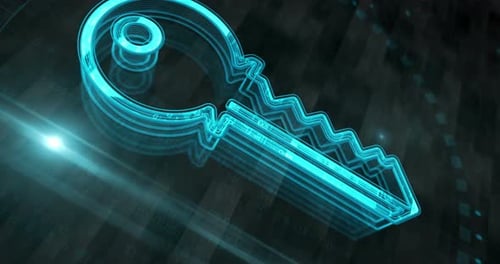 Cyber security with key symbol 3d digital concept loop