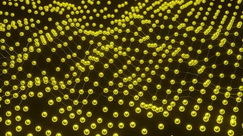 Yellow Mesh With Glowing Nodes Rotating Technology Futuristic Abstract Background 3d render