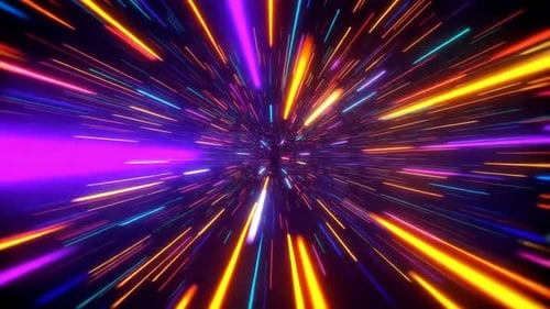Abstract Hyperspace Warp Speed Tunnel Neon Light Trails