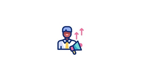 Animated Business Communication Icon with Upward Arrows