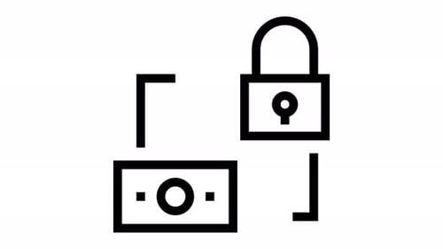 Animated Flat Icons: Money and Unlocking Padlock Connection