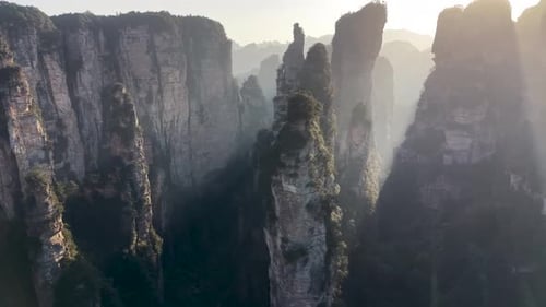 Aerial View of Zhangjiajie Mountains, China at Daytime