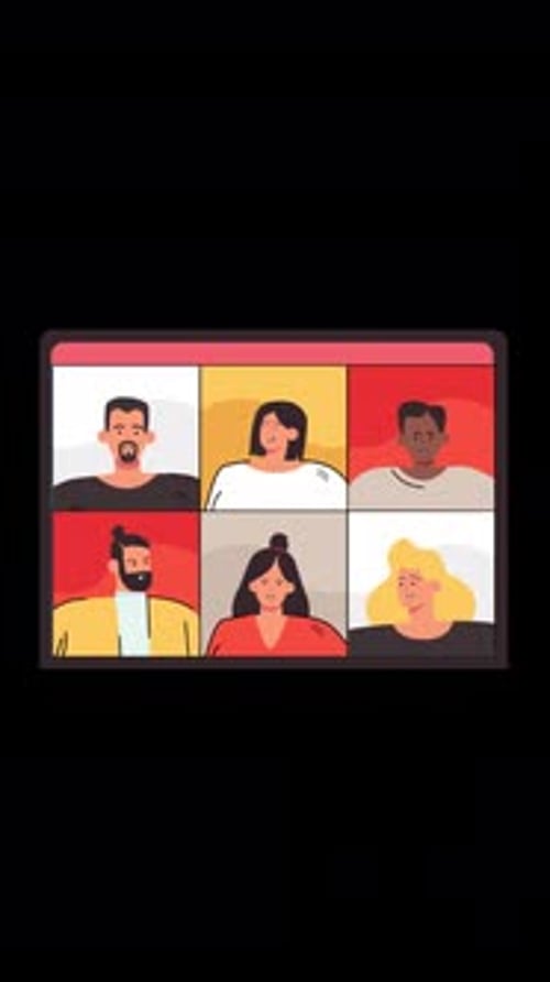 Business People Talking About Project by Video Call Vertical Alpha Channel